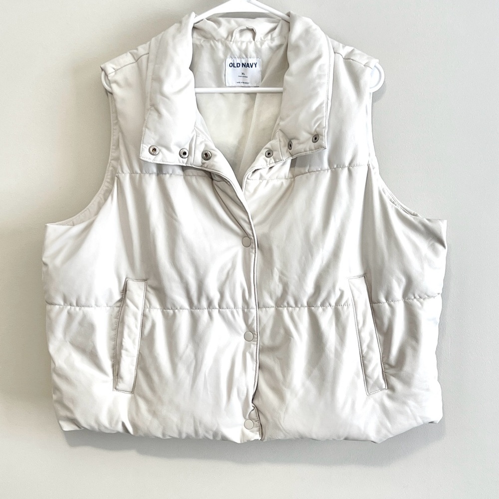 Old Navy Faux Leather Puffer Vest